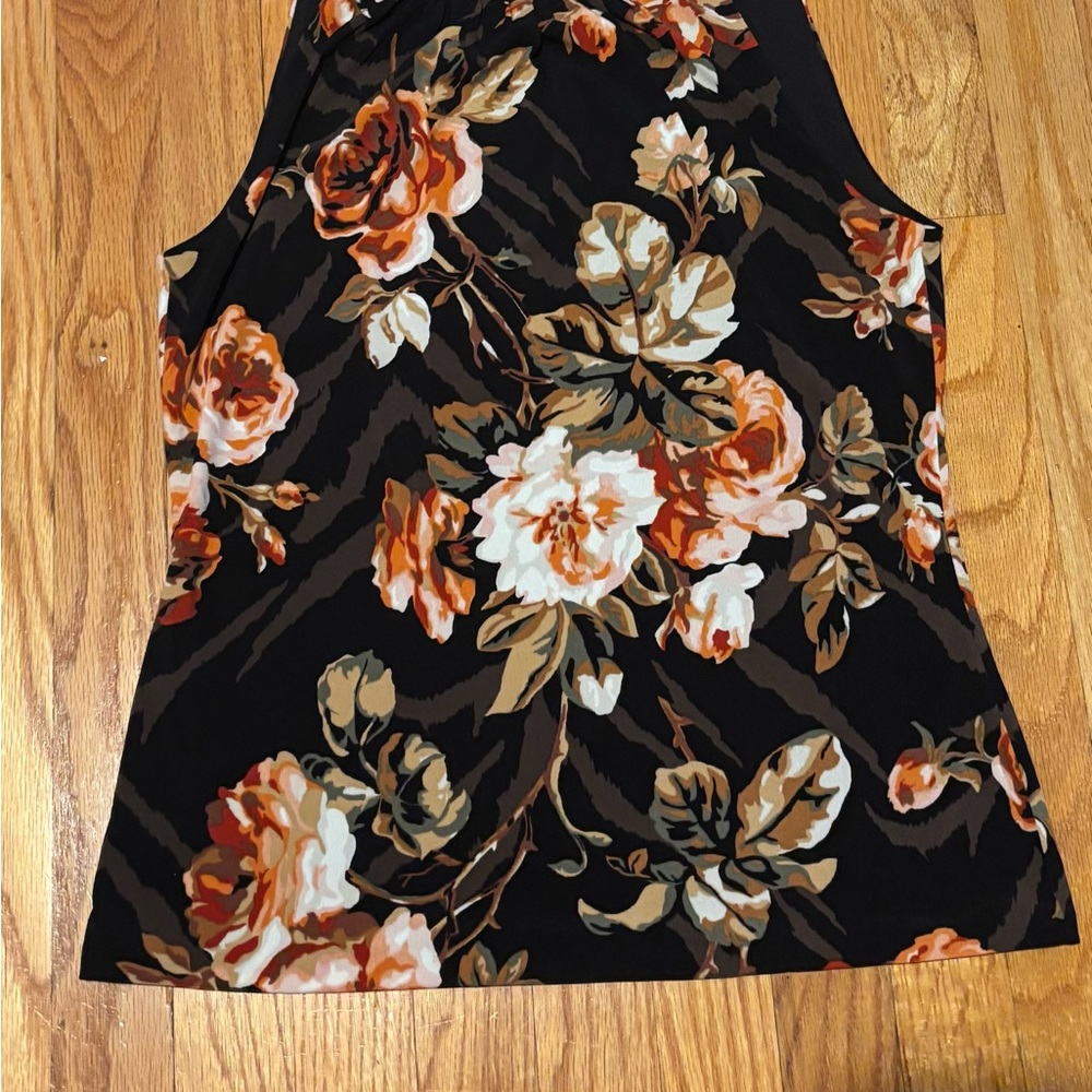 White House Black Market Black Floral Halter Camisole